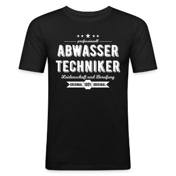 Abwassertechniker Beruf Geschenk - Männer Slim Fit T-Shirt - Schwarz - Vorne - Nik (191cm)
