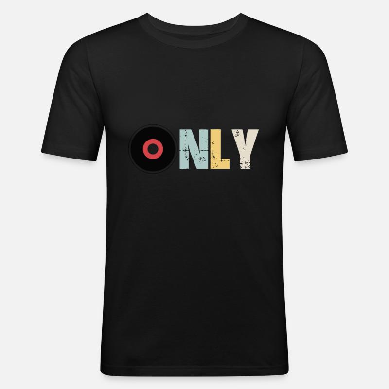 Vinyl Only - Männer Slim Fit T-Shirt - Schwarz