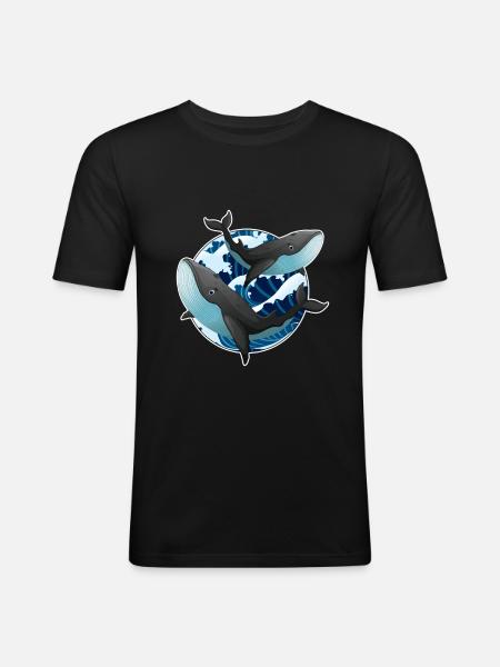 whales - Men's Slim Fit T-Shirt - black
