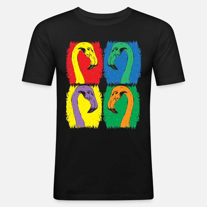 Flamingoköpfe - Männer Slim Fit T-Shirt - Schwarz