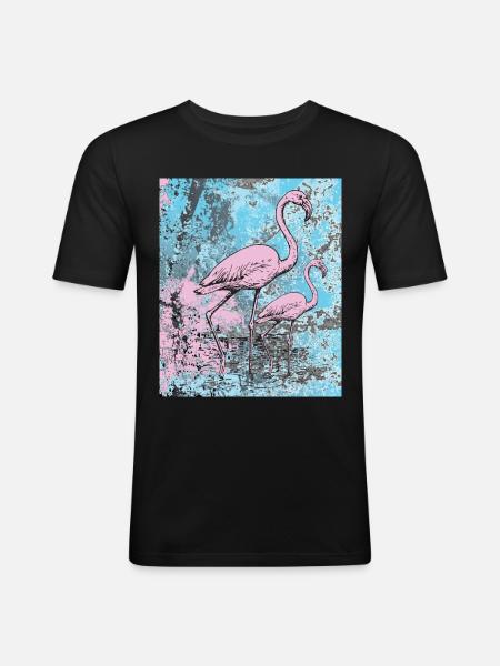 Pink flamingos - Men's Slim Fit T-Shirt - black
