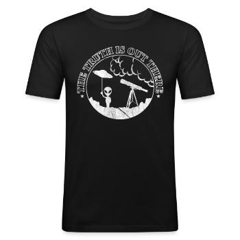 Ufo Alien Shirt Geschenk The truth is out there - Männer Slim Fit T-Shirt - Schwarz - Vorne - Nik (191cm)