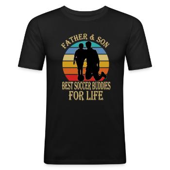 Vater Sohn Beste Fußball Kumpels Vatertag - Männer Slim Fit T-Shirt - Schwarz - Vorne - Nik (191cm)