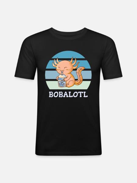 Boba Bubble Tea Axolotl Bobalotl - T-shirt près du corps Homme - noir