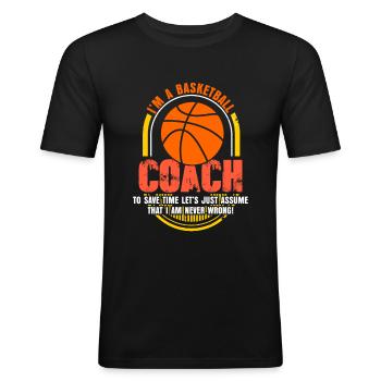 Basketball Coach Trainer - Männer Slim Fit T-Shirt - Schwarz - Vorne - Nik (191cm)