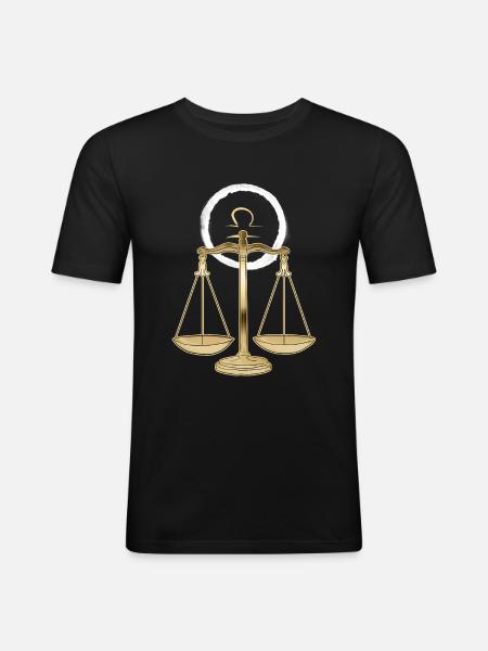 Sternzeichen Waage Libra - Männer Slim Fit T-Shirt - Schwarz