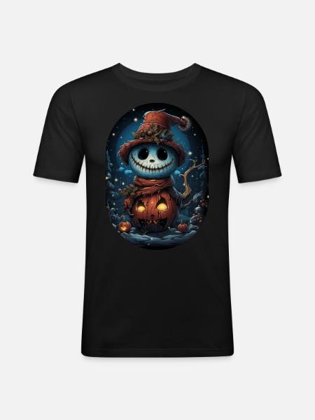 James the Friendly Halloween Snowman - Men's Slim Fit T-Shirt - black