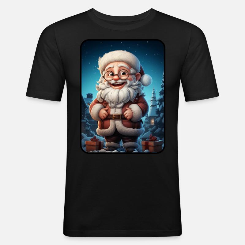 Weihnachtsmann Santa Claus - Männer Slim Fit T-Shirt - Schwarz