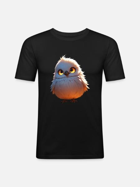 cute cartoon bird - Men's Slim Fit T-Shirt - black