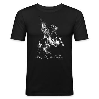 ANY DAY (BLACK) - Men's Slim Fit T-Shirt - black - Front - Nik (191cm)