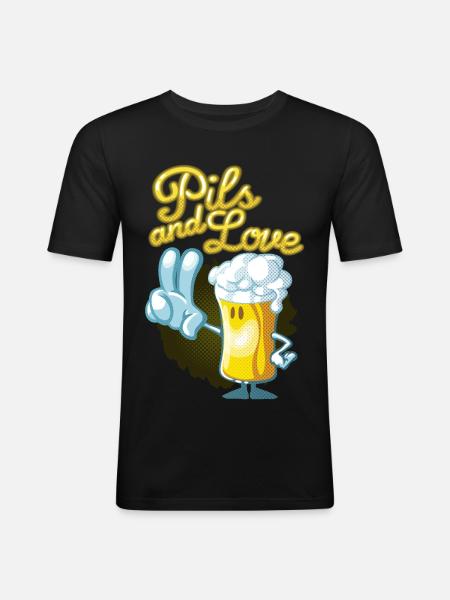 Pils and love toon - Men's Slim Fit T-Shirt - black