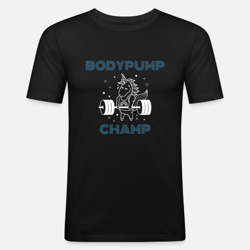 Bodypump Champ Einhorn - Männer Slim Fit T-Shirt - Schwarz