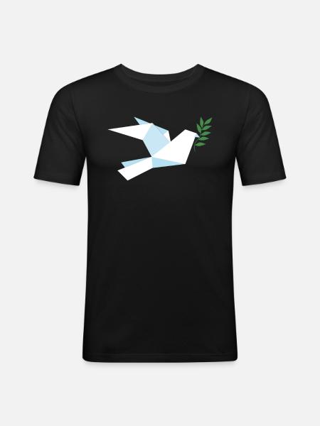 Friedenstaube Weltfrieden - Männer Slim Fit T-Shirt - Schwarz