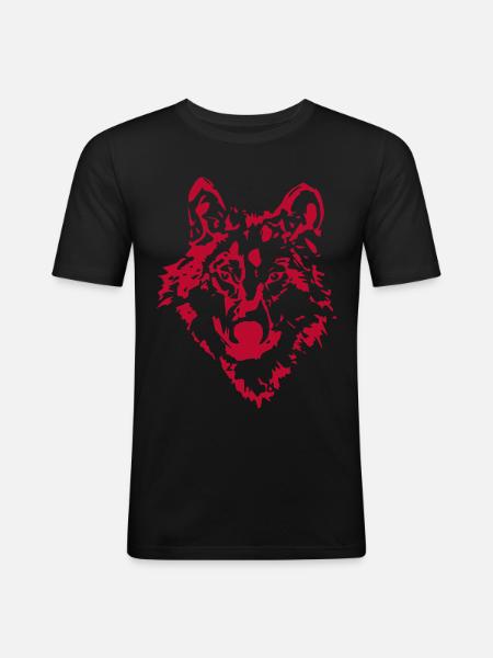 Wolf Animal Drawing - Men's Slim Fit T-Shirt - black