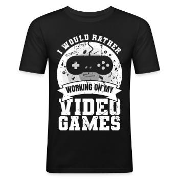 Game development - Men's Slim Fit T-Shirt - black - Front - Nik (191cm)