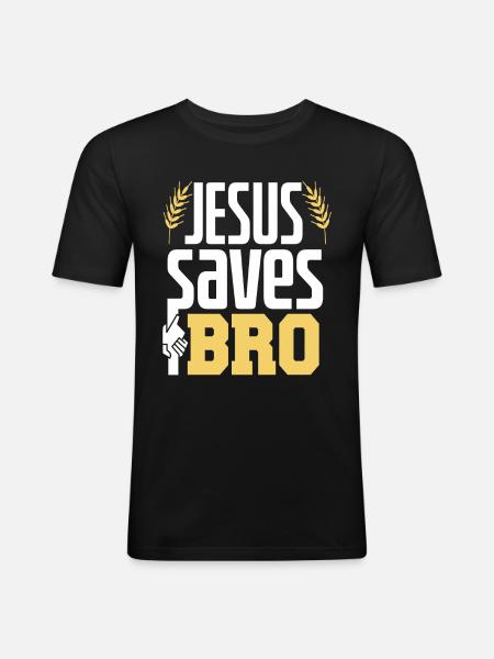 Jesus rettet Bruder - Männer Slim Fit T-Shirt - Schwarz