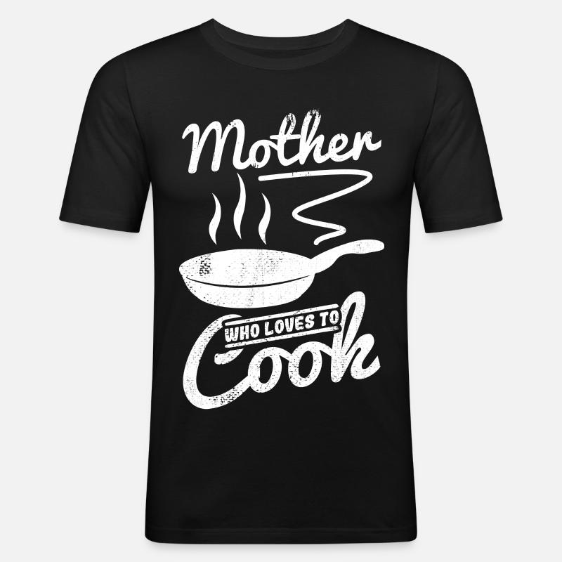 Mutter die gerne kocht - Männer Slim Fit T-Shirt - Schwarz