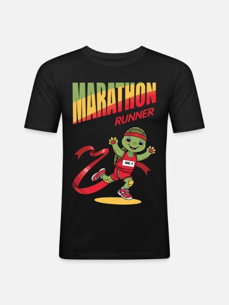 Turtle Marathon Runner - Men's Slim Fit T-Shirt - black