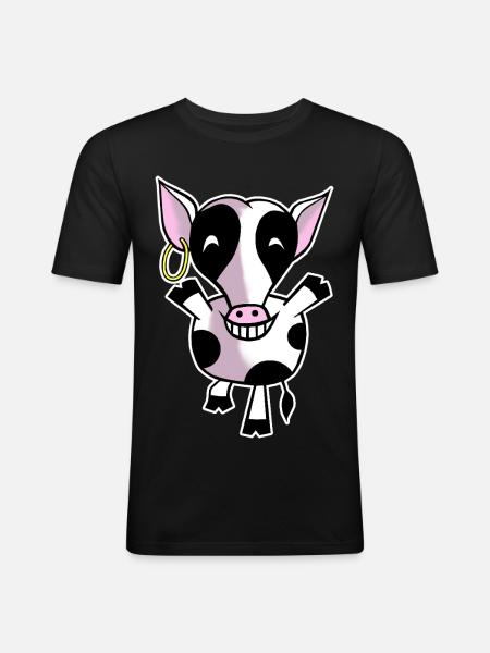 Happy cow - Men's Slim Fit T-Shirt - black