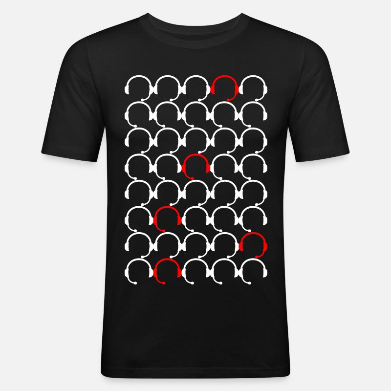 Headset pattern with red accents - Men's Slim Fit T-Shirt - black
