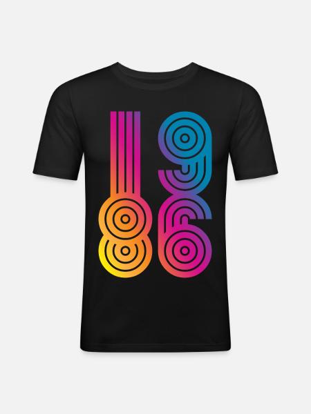 86 Eight Six 1986 - Männer Slim Fit T-Shirt - Schwarz
