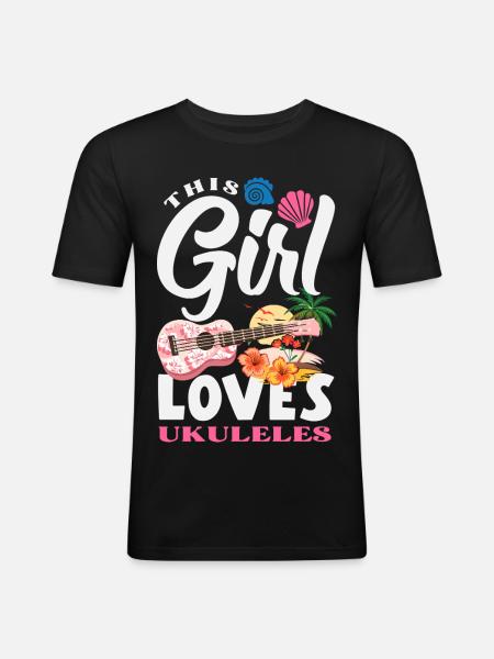 Funny Ukulele Designs and Sayings - Men's Slim Fit T-Shirt - black
