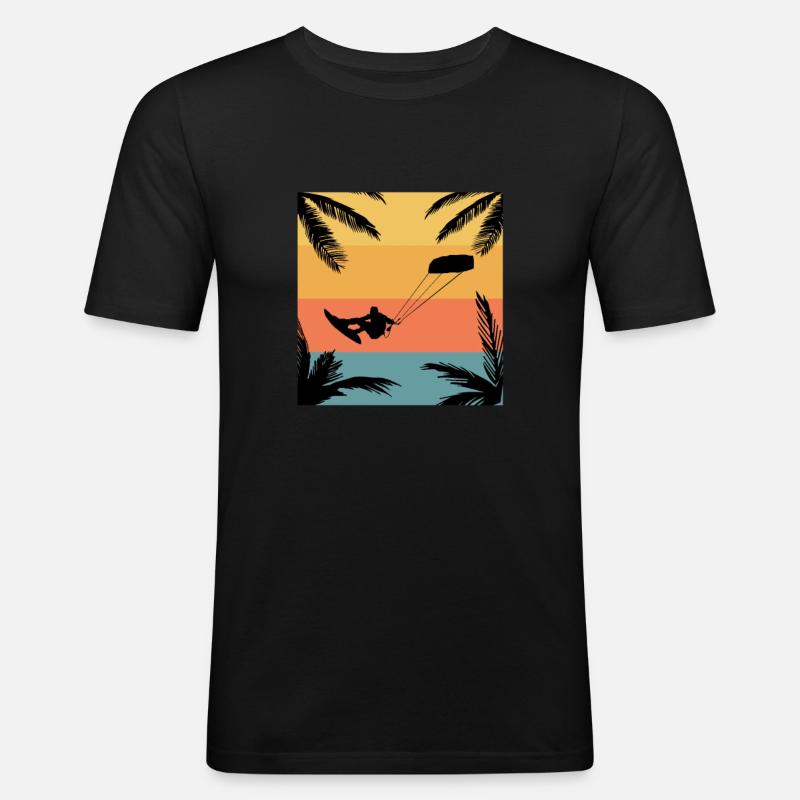 Kitesurf Kitesurfer - Männer Slim Fit T-Shirt - Schwarz