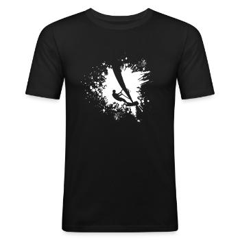 Windsurfer - Männer Slim Fit T-Shirt - Schwarz - Vorne - Nik (191cm)
