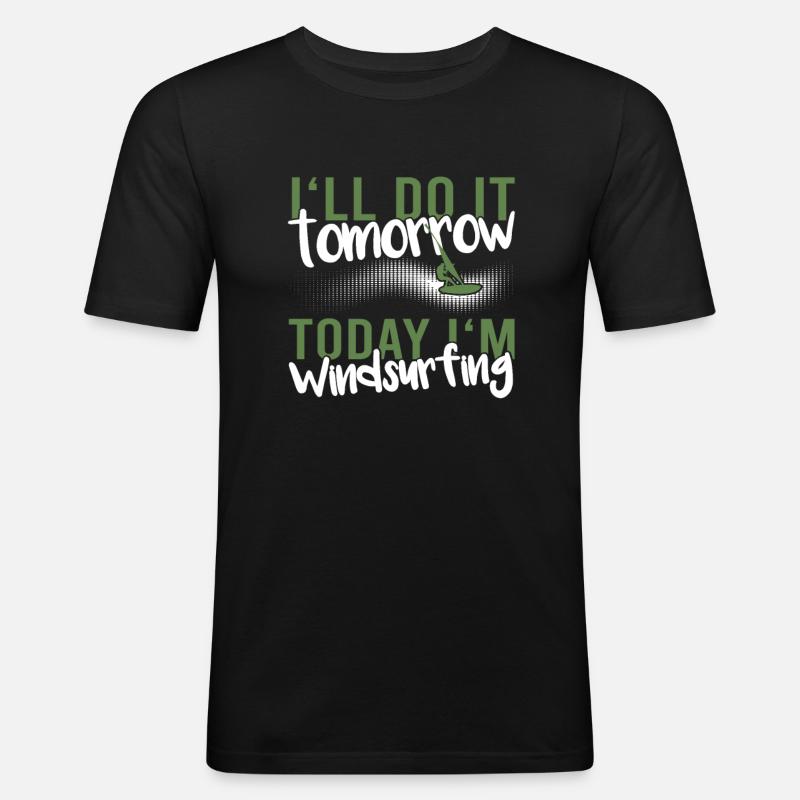 Windsurfen - Männer Slim Fit T-Shirt - Schwarz