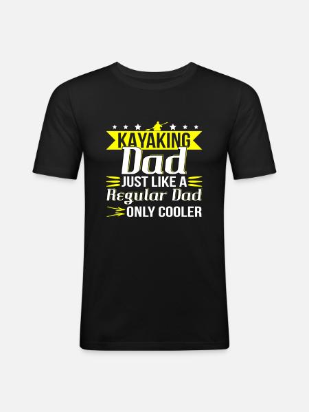 Kajak Dad Papa - Männer Slim Fit T-Shirt - Schwarz