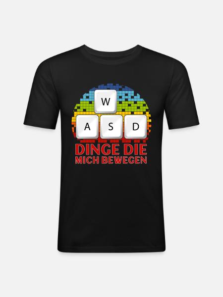 WASD Dinge Die Mich Bewegen - Männer Slim Fit T-Shirt - Schwarz