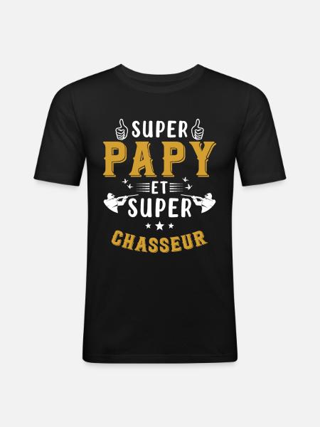 Super papy et Super Chasseur - T-shirt près du corps Homme - noir