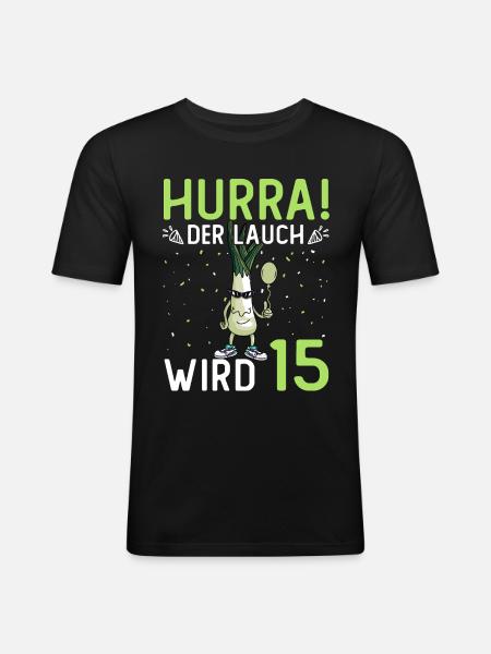 Hurra der Lauch wird 17 - Männer Slim Fit T-Shirt - Schwarz