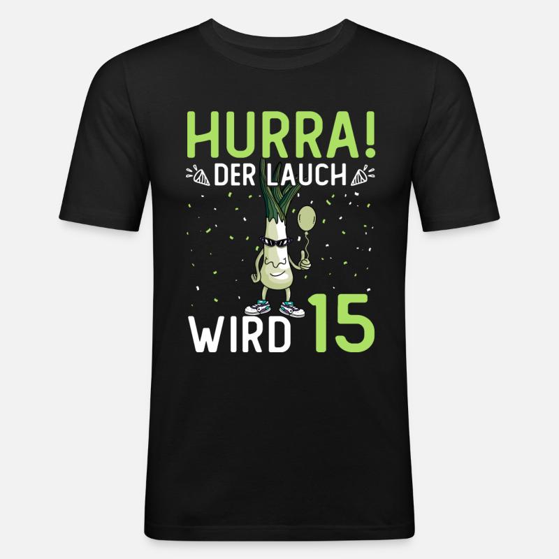 Hurra der Lauch wird 17 - Männer Slim Fit T-Shirt - Schwarz