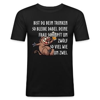 Bier Alkohol Kneipe - Männer Slim Fit T-Shirt - Schwarz - Vorne - Nik (191cm)
