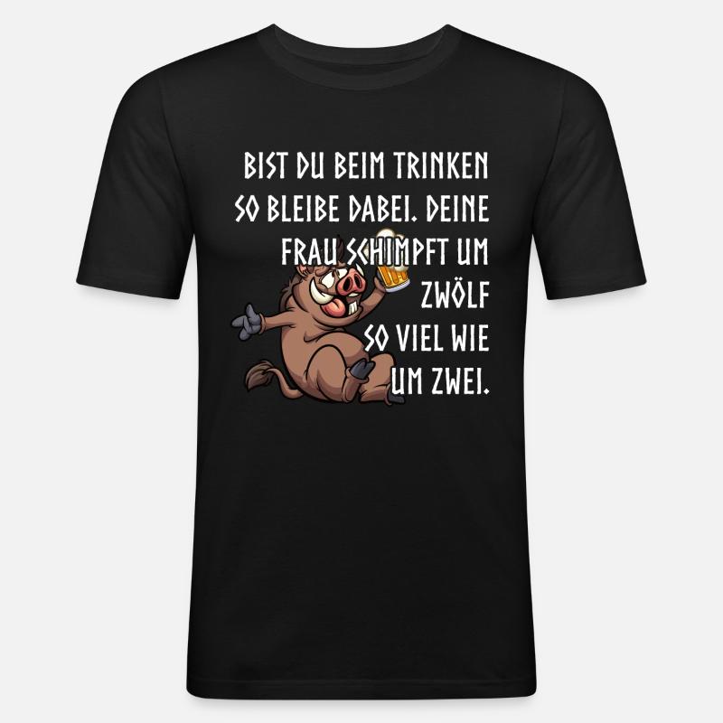 Bier Alkohol Kneipe - Männer Slim Fit T-Shirt - Schwarz