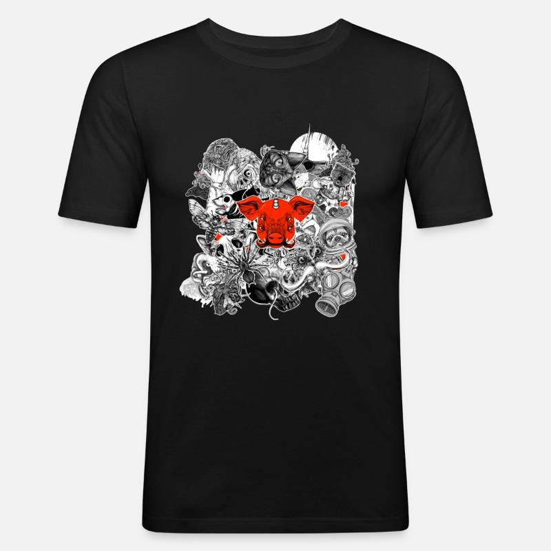 Aufkleber Tier - Männer Slim Fit T-Shirt - Schwarz