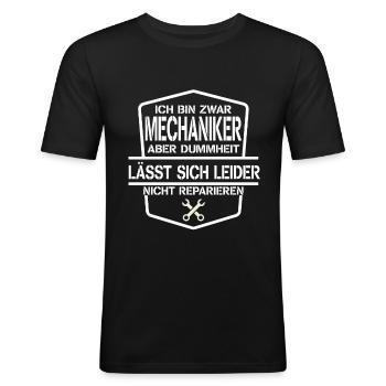 Mechaniker - Männer Slim Fit T-Shirt - Schwarz - Vorne - Nik (191cm)