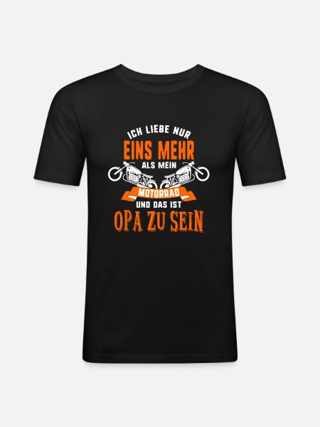Opa Motorrad - Männer Slim Fit T-Shirt - Schwarz