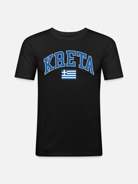Kreta - Männer Slim Fit T-Shirt - Schwarz