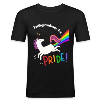 Funny gay pride rainbow unicorn - Men's Slim Fit T-Shirt - black - Front - Nik (191cm)