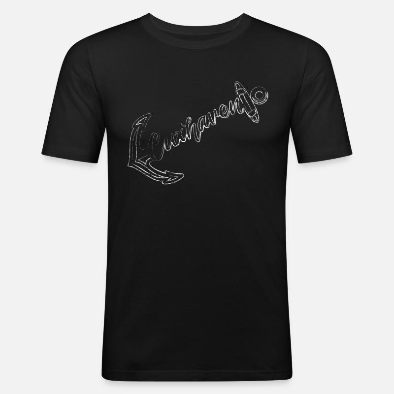 Cuxhaven Anker - Männer Slim Fit T-Shirt - Schwarz