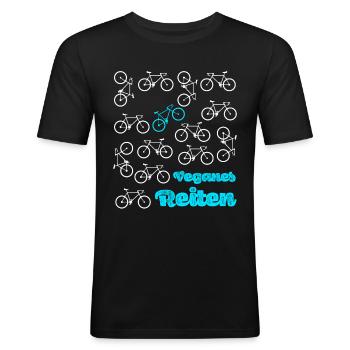 Fahrrad Fahrradfahren Veganes Reiten Fahrradfahrer - Männer Slim Fit T-Shirt - Schwarz - Vorne - Nik (191cm)