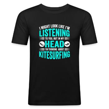Kitesurfing Kiteboarder Kiter Kitesurfer - Men's Slim Fit T-Shirt - black - Front - Nik (191cm)