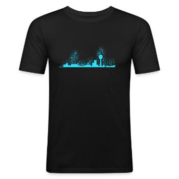 Bremerhavener Skyline Seestadt Hafenstadt - Männer Slim Fit T-Shirt - Schwarz - Vorne - Nik (191cm)