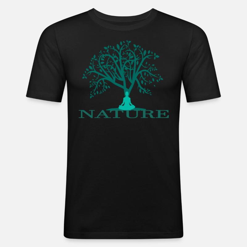 Nature - Männer Slim Fit T-Shirt - Schwarz