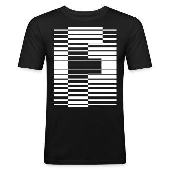 LETTER F - Men's Slim Fit T-Shirt - black - Front - Nik (191cm)