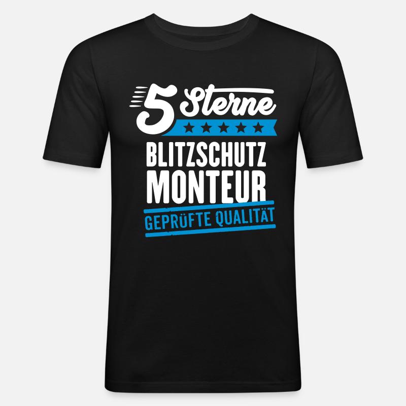 5Sterne Blitzschutzmonteur - Männer Slim Fit T-Shirt - Schwarz