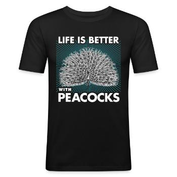 paon - T-shirt près du corps Homme - noir - Devant - Nik (191cm)
