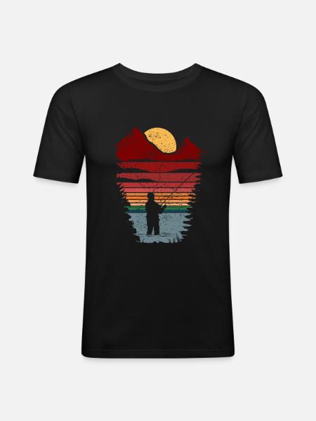 Fly fishing heart rate - Men's Slim Fit T-Shirt - black